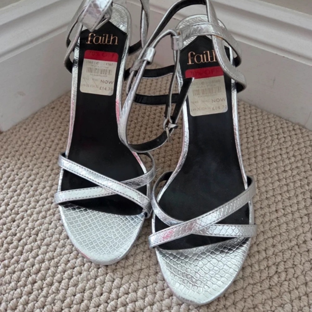 Faith Women's Silver Strappy Heels